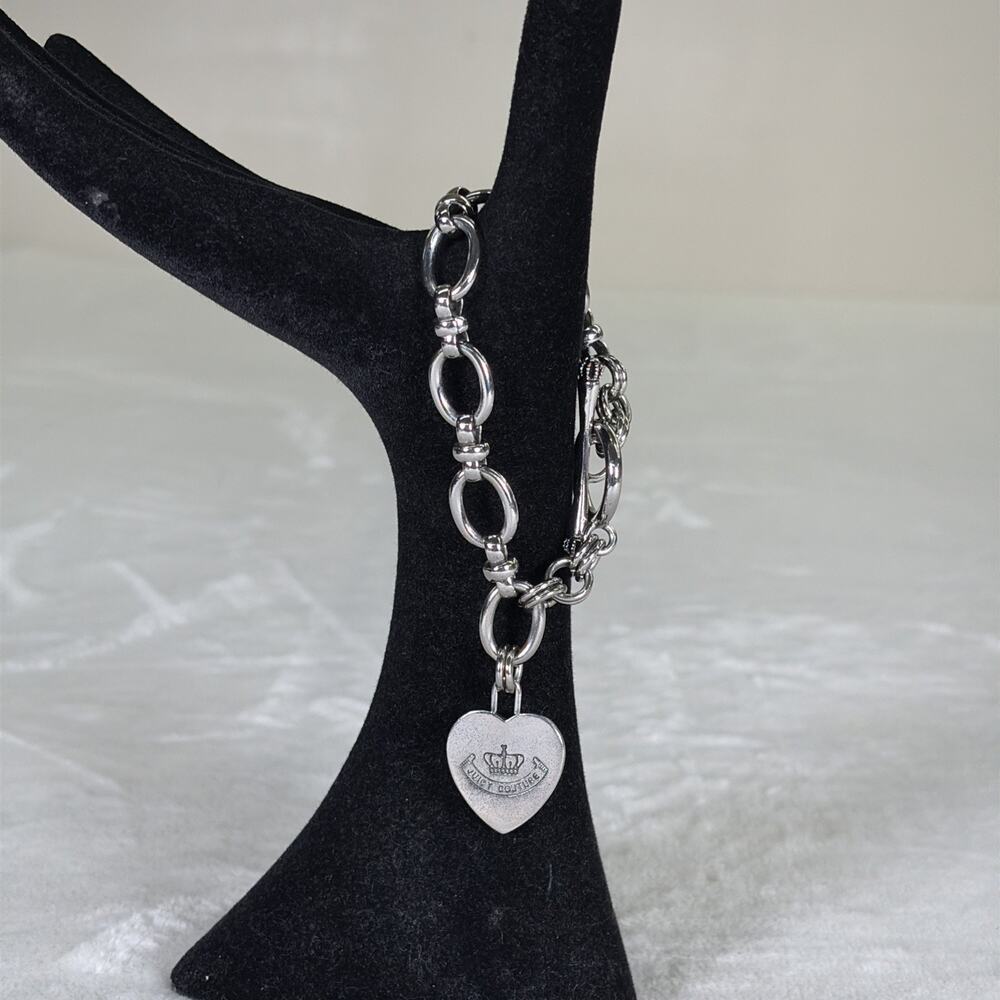 Juicy Couture Royal Crown Gold Tone Heart and Chain Toggle Bracelet 6.5 Inches